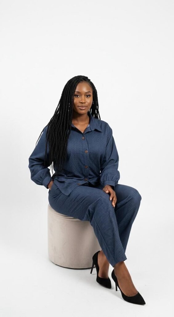 Femme en combinaison assise